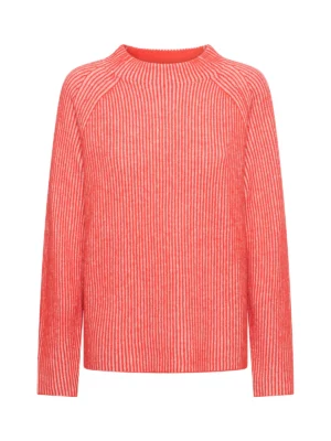 Roze rode pull Solveig vervaardigd uit 100% wol van Mansted met knopen in de lende