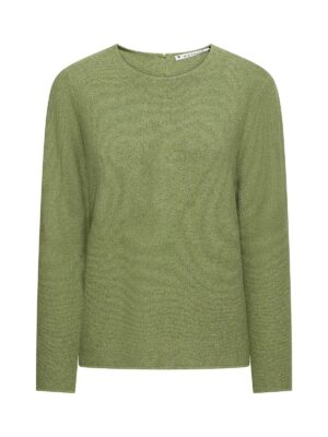 Kleurrijke, creatieve en unieke mode voor vrouwen in Gent. Grote maten mode dames kledij en accessoires voor vrouwen met een maatje meer of minder. Pull Moment in groene kleur leaf van Mansted. Deze pull is gemaakt uit 100% katoen en heeft een mooi detail met knoopjes op de rug.