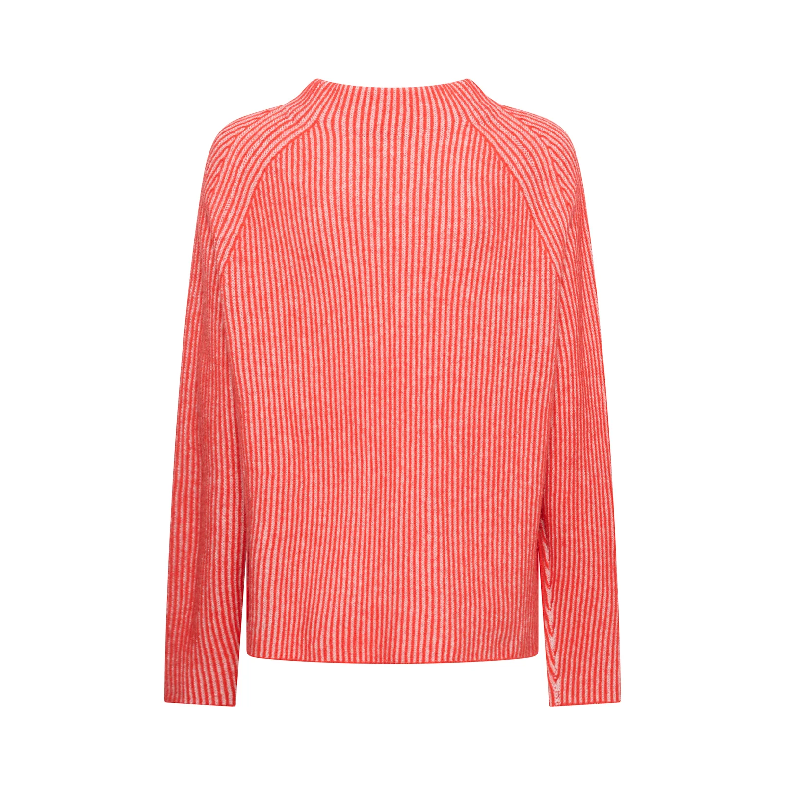 Roze rode pull Solveig vervaardigd uit 100% wol van Mansted met knopen in de lende