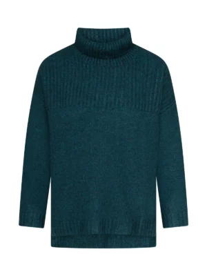 Turkoois blauw groene pull Zaga in kleur dark emerald van Mansted, vervaardigd uit 100% yak wol