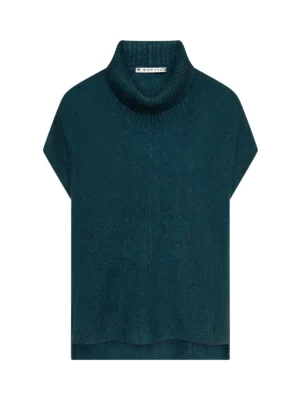 Kleurrijke, creatieve en unieke mode voor vrouwen in Gent. Grote maten mode dames kledij en accessoires voor vrouwen met een maatje meer of minder. Debardeur Zo Bee in kleur emerald van Mansted. Pull met korte mouwen en grote col kraag in zachte en warme, hypoallergene yak wol.